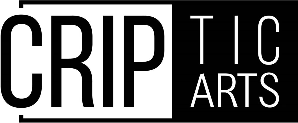 The CRIPtic Arts logo in black and white