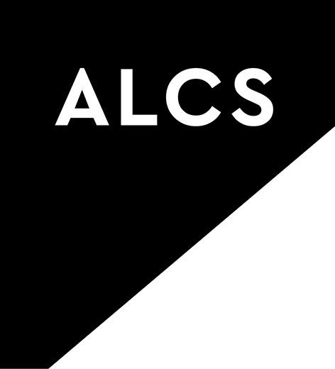the ALCS logo: a black triangle with ALCS in white text 